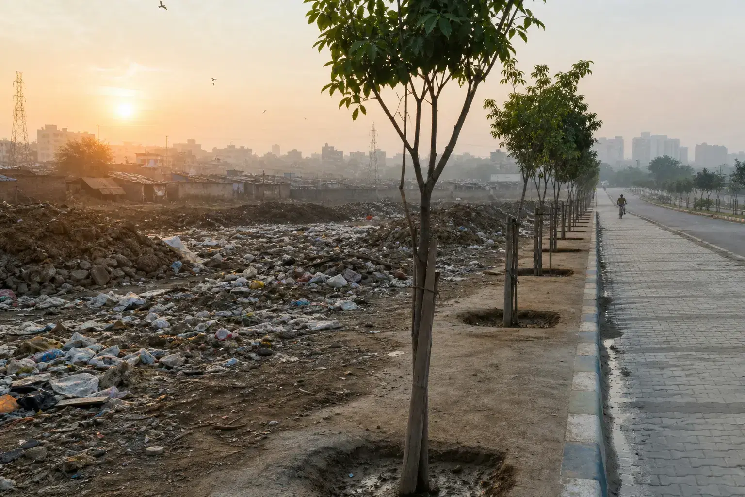 VSPF solves unemployment and environmental decay together — cleaner streets and young trees in Indian communities